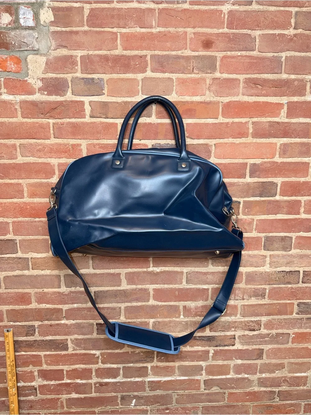 Structure Navy Duffel with White Logo and Adjustable Strap